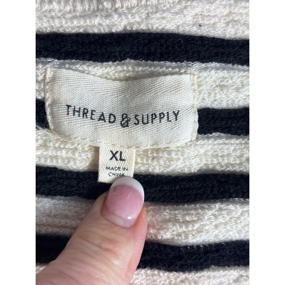 Thread & Supply  Striped Tank Midi Dress Black White‎ Knit Ribbed Sleeveless Med - Picture 10 of 15